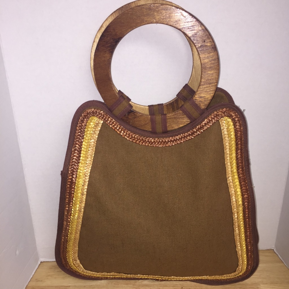 Elegant Brown Tote with Wooden Handles